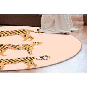Tiger Print Circle <b>Rug</b>: Pink Animal Accent <b>Rug</b>, Non-Slip,<b>Chenille</b> <b>Rug</b> - Product Image 2