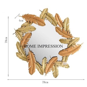 Espejo decorativo de pared para hogar y Hotel de forma redonda hecho en Metal de alta calidad de diseño antiguo inspirado en arte rústico Vintage - Product Image 3