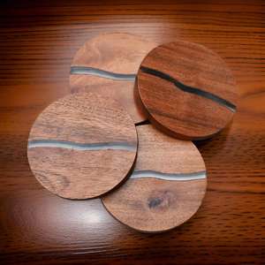 Juego de Posavasos de Resina Epoxi y Madera de Río, Ecológicos, Bohemios y Elegantes, para Hogar y Oficina, Venta al Por Mayor - Product Image 4