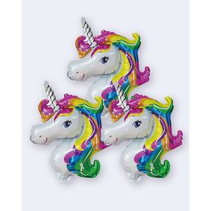 Globo de Unicornio Metalizado Multicolor 35x37cm Decoraciones para Fiestas Bolsa de 12 Piezas - Product Image 1