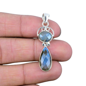 Pendentif classique bijoux pour femmes argent Boho Style bijoux 925 argent Sterling Labradorite pierre précieuse pendentif fait main cadeau pour - Product Image 1