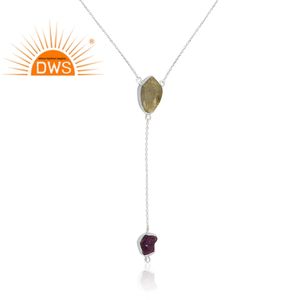 Collar con colgante de piedras preciosas de fluorita Natural y amatista de plata de ley fina superventas, joyería personalizada para mujer, regalo para ella - Product Image 2