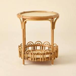 Table d'appoint ronde à 2 niveaux en rotin naturel rustique Design en rotin de vente chaude pour le salon nouvelle Table d'appoint latérale meubles de maison - Product Image 6