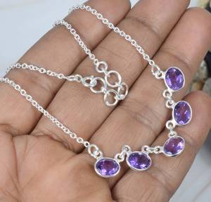 Handcrafted Modern Collection Natural Purple Amethyst Oval Faceted Cut Gemstone <b>Solid</b> 925 Sterling <b>Silver</b> Women's Wedding Gift - Product Image 1