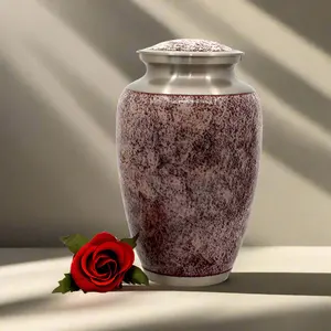 Urna de metal de estilo americano único con textura decorativa de fábrica de diseños de rosas para suministros funerarios para adultos para almacenamiento - Product Image 5