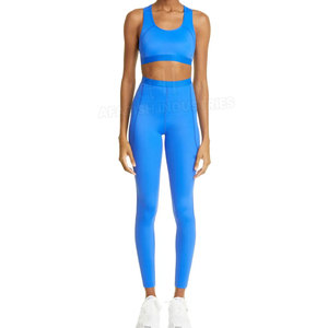 Conjunto de ropa de Yoga personalizado para mujer, Sujetador deportivo y pantalones de Yoga, conjunto de ropa de gimnasio de Color liso - Product Image 1
