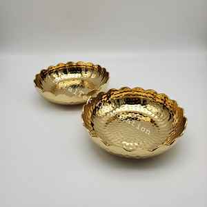 Cuenco festoneado redondo martillado chapado en oro árabe de lujo para frutas y Chocolate, vajilla elegante y moderna para regalos de fiesta en casa con estilo - Product Image 6