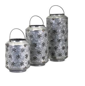 <b>Set</b> Of 2 Iron Galvanized Candle <b>Lantern</b> for Home Outdoor Garden Decorations Floor & Hanging <b>Lanterns</b> Handicrafts - Product Image 6