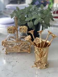 Cuchara con mango en forma de flor dorada de Metal personalizada, utensilios de cocina, cubiertos, artículos de plata del desierto - Product Image 3