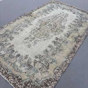 Rug, 5.9x10 ft Turkish Rug, <b>Brown</b> Floral Rug <b>Wool</b> - Product Image 2