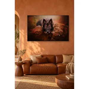 Fida Alman Çoban Köpeği Kayanın Üzerinde Dinliyor Kanvas Tablo - Product Image 4