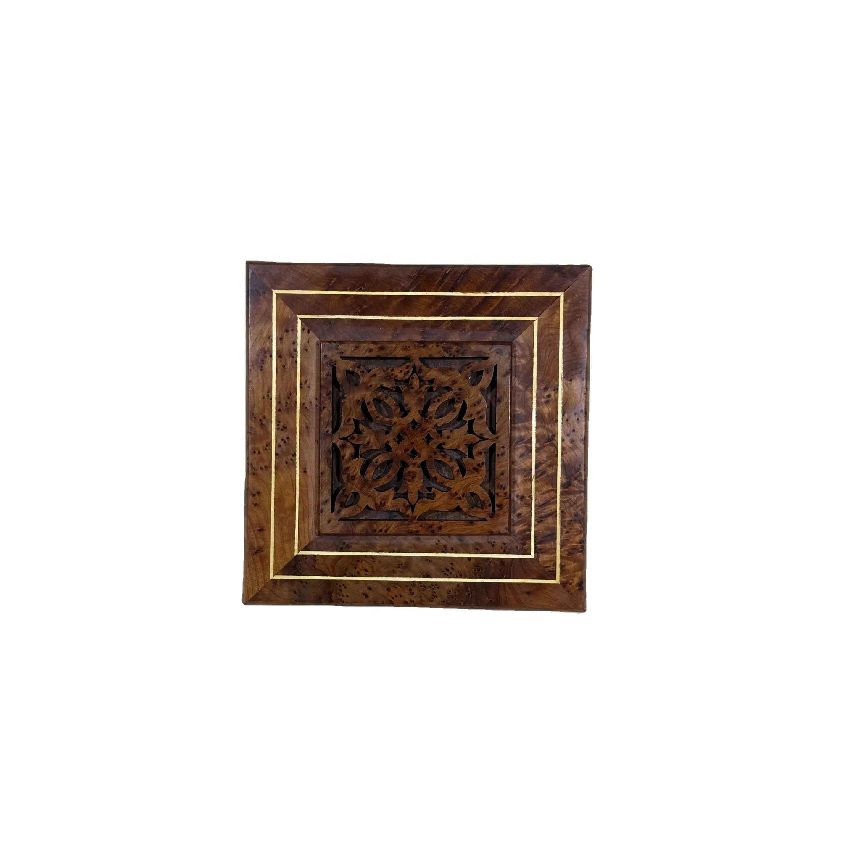 Caixa secreta com 4 lugares para joias marroquinas, artesanal Thuya, decoração em madeira, caixa de joias Thuya