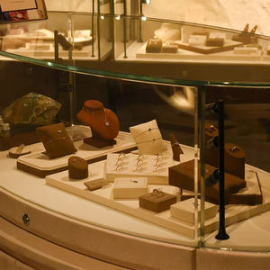 Vitrine en verre de bijoux de luxe Forme unique Base ovale montre conception de magasin de bijoux Vitrine de bijoux en acier inoxydable - Product Image 5