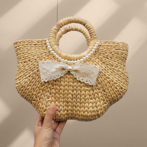 Hot Trend Water Hyacinth Bolsos para mujeres Luxury Holiday Beach OEM Aceptable Custom Logo Ladies Bolsos con lazo en Vietnam - Product Image 1