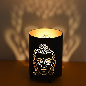 Black & Gold Metal Etched Cutout <b>Leaf</b> Votive Tea <b>Light</b> Holder - Product Image 2