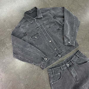 Veste de camionneur en denim deux pièces ensembles de shorts en denim fabricants personnalisés vos shorts hommes Streetwear en détresse - Product Image 2