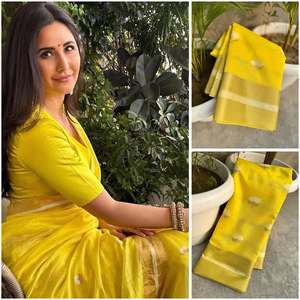 <span class=keywords><strong>Katrina</strong></span> Geïnspireerde Bollywood 2025 Indiaanse Etnische Linnen Katoenen Zijde <span class=keywords><strong>Saree</strong></span> Dames Meisjes Haldi Sangeet Mehendi Ceremonie Trouwblouse - Product Image 6