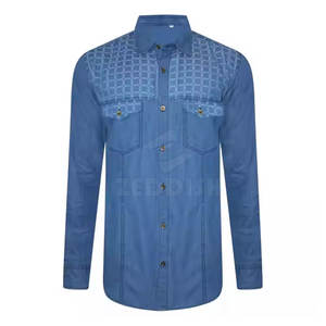 Chemise en jean pour hommes sur mesure dernière conception pas cher prix chemise en jean pour hommes meilleure vente surdimensionnée - Product Image 4