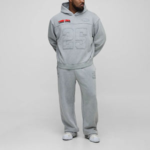 Chándal atlético de calidad superior para hombre, venta al por mayor, logotipo impreso personalizado, ropa de invierno de talla grande, conjunto de 2 piezas para hombre - Product Image 1