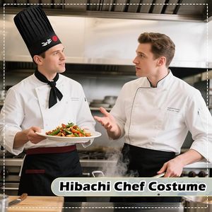 <b>Men</b> Chef Uniform Set With <b>White</b> <b>Jacket</b> Black Apron Hat And Neck Tie Work Fashion Uniform Cotton Material Comfortable Design - Product Image 5
