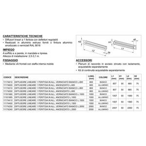Difusor Lineal Tecnosystemi con Amortiguador de 1 Ranura, Aluminio Pintado en Blanco L.1500 PWC300013, Rejilla y Registro - Product Image 2