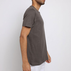 Camisetas de hombre de alta calidad con logotipo personalizado de talla grande Casual sólido de manga corta patrón liso tejido de rizo transpirable - Product Image 3