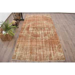 พรมวินเทจขนาด 4.2x7.9 ฟุต พรมตุรกี พรมลายกราฟิกสีน้ำตาลเหลือง - Product Image 1