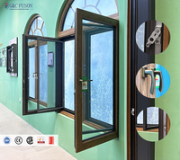 Fenêtre coulissante à double vitrage insonorisée en PVC Fuson French, grain de bois, avec moustiquaire magnétique ACR, pour villas, persienne horizontale
