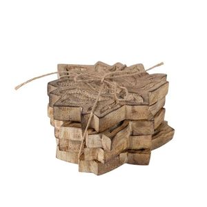 Posavasos de madera de mango hechos a mano de forma redonda con el mejor posavasos de utensilios de cocina con estampado esmaltado para vajilla y uso de mesa - Product Image 4