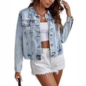 Chaqueta Vaquera Corta Estilo Vintage para Mujer, Color Azul Claro, con Decoración de Botones y Técnica de Lavado, para Primavera y Otoño - Product Image 3