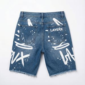 Custom <b>Denim</b> <b>Bermuda</b> <b>Shorts</b> <b>Women</b> Rhinestone Streetwear Regular Fit High Waist Distressed Gym Casual Half Pants Manufacturer - Product Image 2