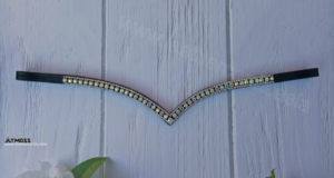 Haute sur demande Clear Crystal V Shape Browbands Blanc Argent & Rainbow Crystals Leather Browbands - Product Image 2
