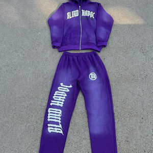 เสื้อฮู้ดดี้และกางเกงวอร์มผ้าฝ้าย 100% หนัก 500 กรัม ทรงโอเวอร์ไซส์ ชุดวอร์มฤดูหนาว แห้งเร็ว กันยับ ผ้าฟลีซ สีซีดแบบโดนแดด สไตล์ดิสเทรส รับสกรีนโลโก้ - Product Image 6