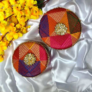 Phulkari Embroidered Stainless Steel Ladoo <b>Box</b> for Wedding Haldi Mehndi Lohri Makar Sankranti Dry Fruit Storage <b>favor</b> <b>Box</b> - Product Image 1