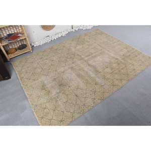 Tapis Turc Vintage Moderne Beige Bleu 5.4X7.4 pieds Classique Grand Rectangle Forme Laine Peluche Pile Latex pour Entrée Patchwork - Product Image 4