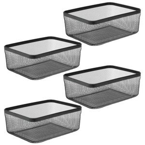 Cesta de alambre de Metal de cocina de forma cuadrada de alta calidad con asa Cesta de compras chapada en plata para frutas - Product Image 4