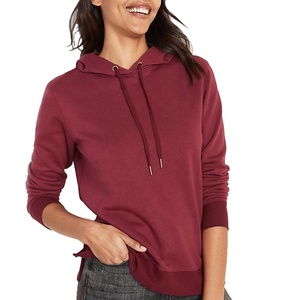 Sweat à capuche en coton French Terry pour femme, coupe ajustée décontractée, manches longues, cordon de serrage, couleur unie brodée, respirant, hiver - Product Image 4
