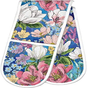 Meita Home Hot grab Double gant de cuisine fabricant plaid imprimé 2 pièces gant de four en silicone antidérapant coton résistant à la chaleur - Product Image 6