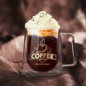 Venta al por mayor 300ml claro Mocha hielo negro café de doble pared de vidrio taza de café Tazas De Café con asa - Product Image 6