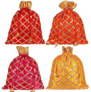 Bolsas de brocado Gota doradas de colores surtidos, bolsa Potli hecha a mano para joyería, nueces, regalos de Navidad, favores de boda Diwali - Product Image 1