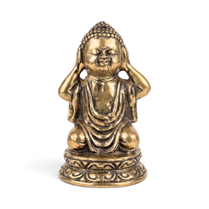 Statue miniature de Bouddha en laiton, vintage, faite à la main, décoration pour la maison et le bureau - Product Image 1