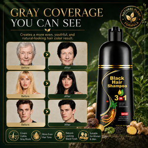 Champú para Cabello Negro 3 en 1, Color Permanente, Extractos Herbales para Todo Tipo de Cabello, Cubre las Canas, 500 ml - Product Image 3