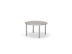 Table en aluminium table moderne et minimaliste dispose d'un plateau rond en aluminium et quatre pieds cylindriques également en aluminium - Product Image 4