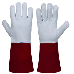 Gants de soudage TIG en cuir de chèvre brun blanc de qualité supérieure, dos en Nomex, Kevlar, haute dextérité, résistants à la chaleur, gants de protection - Product Image 5