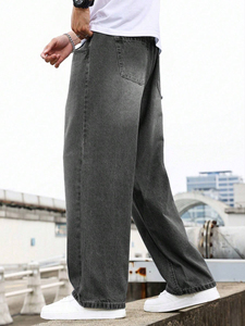 Fit Baggy High Quality Customized Fashion Denim Pants / Custom Plain Dyed Design Your Own <b>Jeans</b> Pant <b>for</b> <b>Men</b> - Product Image 3