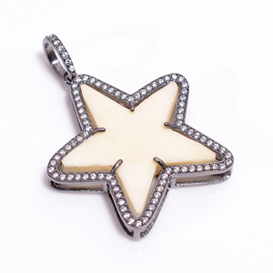 AAA Qualité Naturel Blanc Jade Zircon Pierre Précieuse 925 Sterling Argent Noir Plaqué Pave Bijoux Pendentif Fine Pendentifs Charmes - Product Image 2