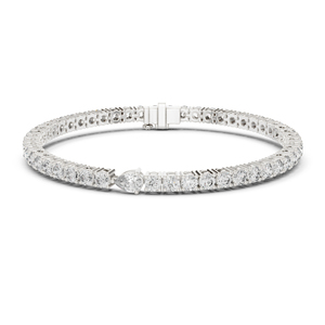 Bracelet de mariage en or blanc 14 carats avec diamant rond de laboratoire pour femme, cadeau de luxe certifié pour mariage ou anniversaire, élégant - Product Image 1