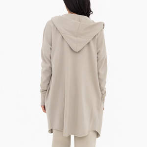 Women's Customizable Cotton Blend Eco-Friendly Longline Pullover Hoodie Oversized Fleece Winter Streetwear Plus Size OEM - Product Image 2
