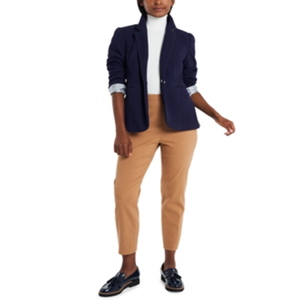 Blazer Riley Rae Harlow XL Preppy Blu Navy con Fodera a Righe, Doppio Petto, Chiusura a Bottone Singolo, Tessuto Lavorato a Maglia, Abbigliamento Lungo - Product Image 2