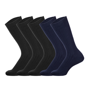 Men's Mid Length <b>Socks</b>, Business Formal, Spring and Autumn Double Needle Large Size, <b>Black</b> Striped Long <b>Socks</b> - Product Image 4